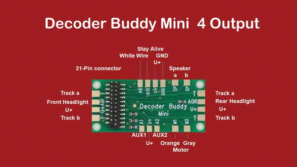 Nix Trains HO NTZ2 Decoder Buddy Mini Locomotive Motherboard with 21-Pin Socket, 1.0K-Ohm Resistor