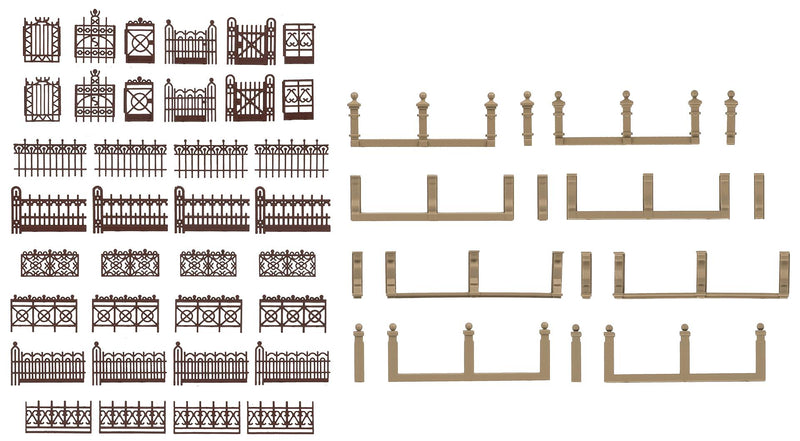 PREORDER Faller HO 180425 Villa Fence Kit, Brown 76-1/4" Total | 13.33
