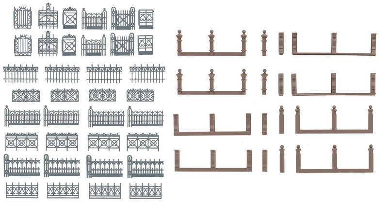 PREORDER Faller HO 180426 Villa Fence Kit, Gray 76-1/4" Total | 13.33