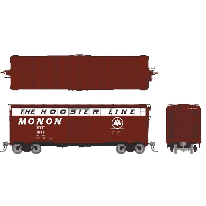 PREORDER Rapido HO 181001 1937 AAR 40' Boxcar with Round Corner, Monon CIL Set
