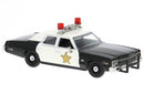 PREORDER Brekina HO 18162 1970s Dodge Monaco, Assembled, Sheriff (black, white, gold)