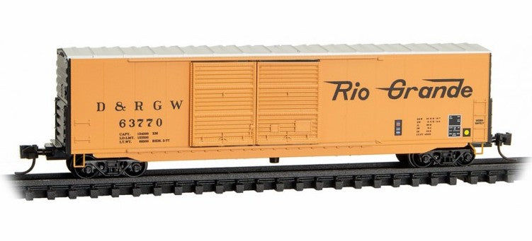 Micro-Trains N 18200111 50' Standard Box Car with 8' Double Sliding Doors, No Roofwalk, and Short Ladders, Denver and Rio Grande Western