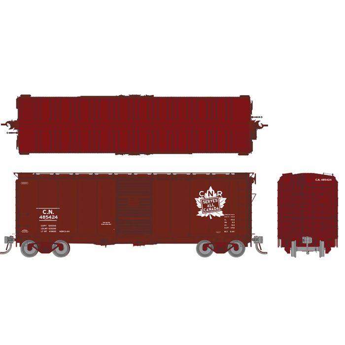 PREORDER Rapido HO 182001 1937 AAR 40' Boxcar CN Version, Canadian National Set