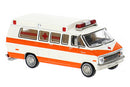PREORDER Brekina HO 18300 1970s Dodge Ambulance, Assembled, Orange, White