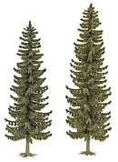 Busch HO 6134 Spruce Trees (2), 6-13/16 & 7-13/16" 170 & 195mm Tall
