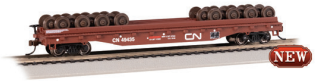 Bachmann HO 18938 52' Wheel Flat Car with Wheel Load, Canadian National