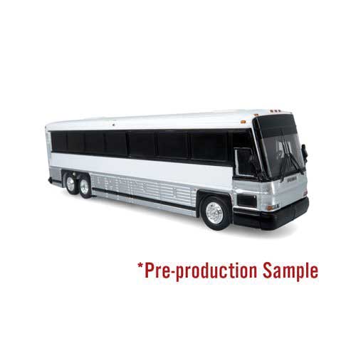 Iconic Replicas 870483 MCI D4000 Coach - Assembled -- Painted, Unlettered (white, silver, black), HO Scale