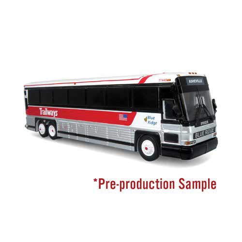 Iconic Replicas 870484 MCI D4000 Coach - Assembled -- Blue Ridge Trailways (red, silver, white, Destination Asheville), HO Scale