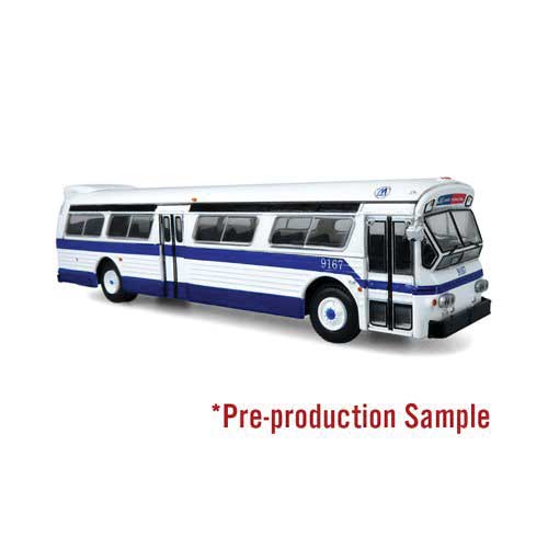 Iconic Replicas 870490 1980 GM Flxible 53102 (Fishbowl) Bus - Assembled -- New York City MTA (white, blue, Bx55 Limited Fordham Plaza), HO Scale