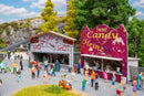 PREORDER Faller HO 190094 Ruhrpott Fair Action Set (Non-Motorized), Includes Carousel, Sausage Stand, 2 Game Stalls, Bounce House & Latrine Trai