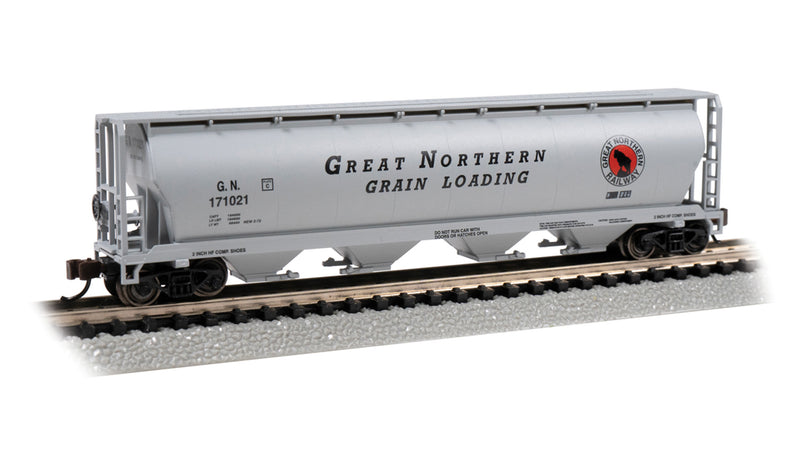 Bachmann 19164 Canadian Cylindrical 4-Bay Grain Hopper - Ready to Run - Silver Series(R) -- Great Northern