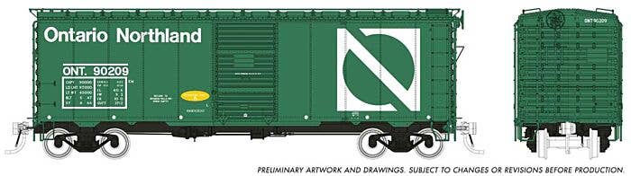 Rapido HO 182002A 1937 AAR 40' Boxcar CN Version, Ontario Northland