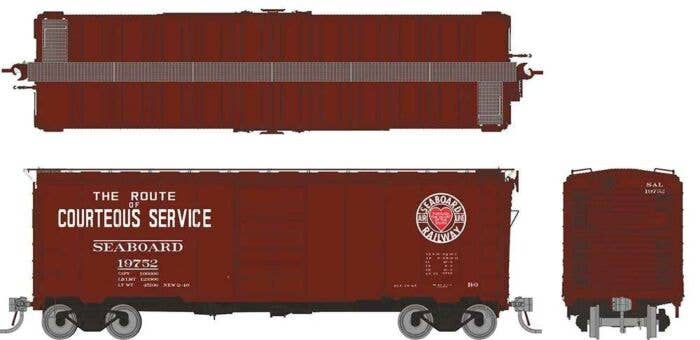 Rapido HO 181008A 1937 AAR 40' Boxcar with Round Corner, Seaboard Air Line