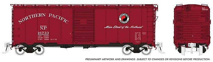 Rapido HO 181009A 1937 AAR 40' Boxcar with Round Corner, Northern Pacific