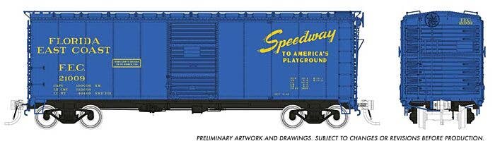 Rapido HO 181010A 1937 AAR 40' Boxcar with Round Corner, Florida East Coast
