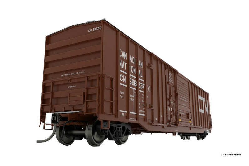 PREORDER Rapido 193005A HO Trenton Works 6348 Boxcar - Ready to Run -- Canadian National (Boxcar Red, Website Logo, yellow Conspicuity Marks)