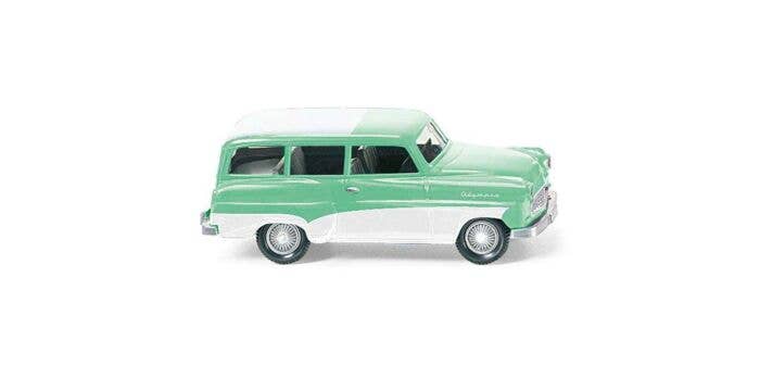 Wiking HO 85006 1956 Opel Caravan Station Wagon, Assembled, Mint Green, White