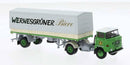PREORDER Brekina HO 71207 1965 IFA W 50 Tractor with Covered Low-Side Trailer, Wernesgruner | 40.49