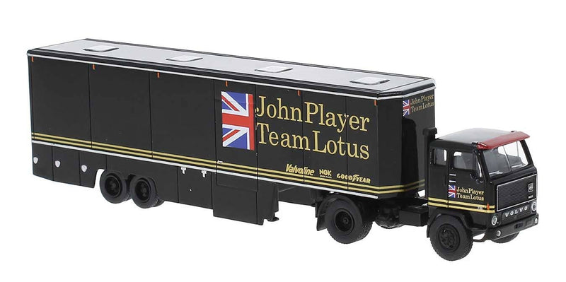 PREORDER Brekina HO 85681 1972 Volvo F89 Tractor with Racing Trailer, John Player Team Lotus | 51.29