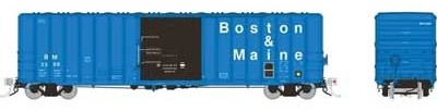 PREORDER Rapido 198001A HO Pacific Car & Foundry 5241 Cubic Foot 50' Boxcar - Ready to Run -- Boston & Maine (As-Delivered, blue, black, Billboard Lettering)