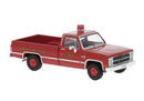 Brekina HO 19659 1981 GMC Sierra Grande Pickup Truck, Assembled, Indy Hauler (silver, orange, black)