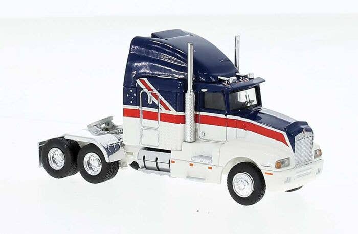 Brekina HO 85936 1984 Kenworth T600 Sleeper-Cab Tractor Only, Assembled, Australia Flag Motif (white, red, blue)