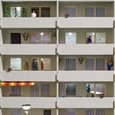 Busch HO 1990 3 Apartment Interiors for WBS 70 Prefabricated Concrete Building Laser-Cut Kit with Interior Wall Decorations