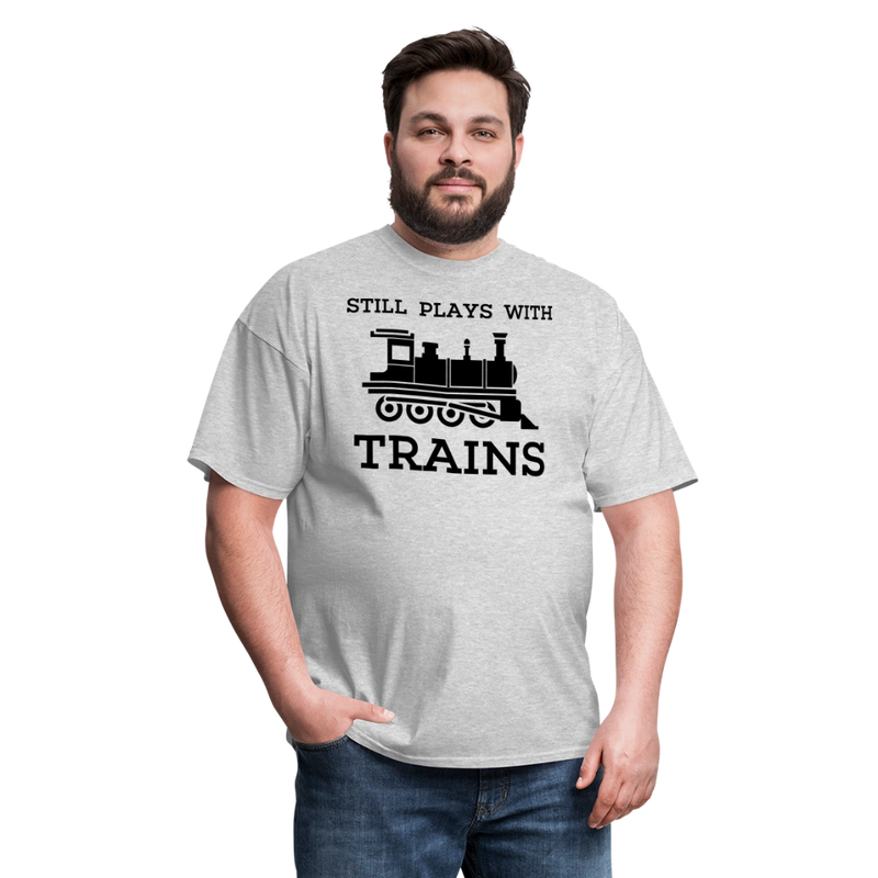 Still Plays With Trains - Men's Light Colored T-Shirt - heather gray