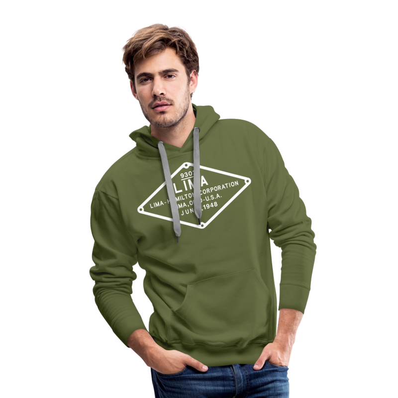 Lima Builder's Plate White Print - Men’s Premium Hoodie - olive green