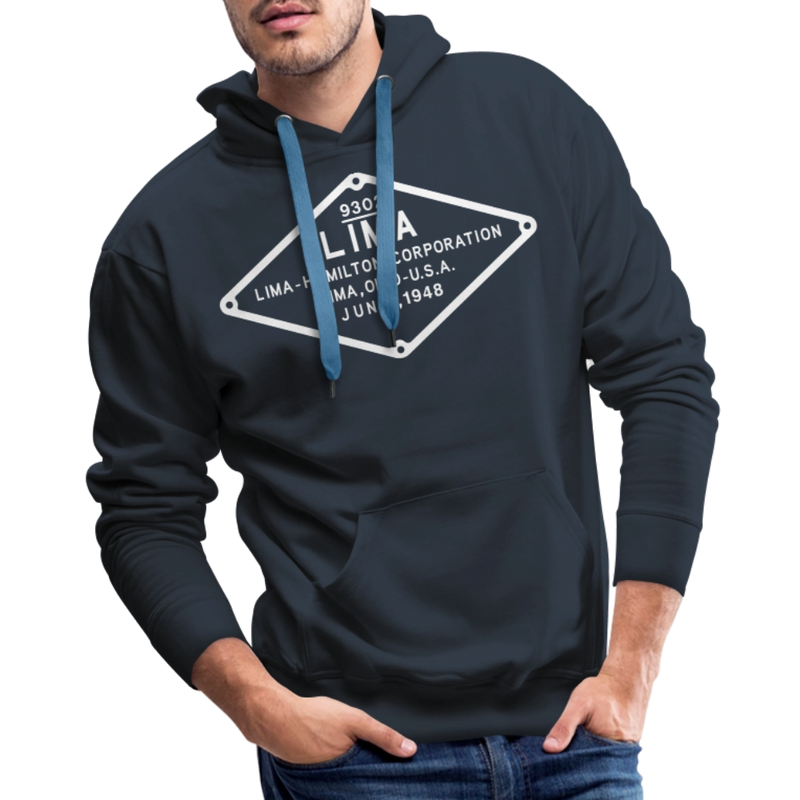 Lima Builder's Plate White Print - Men’s Premium Hoodie - navy