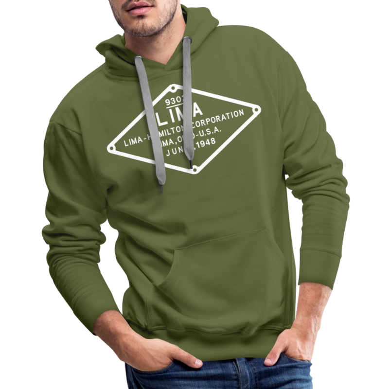 Lima Builder's Plate White Print - Men’s Premium Hoodie - olive green