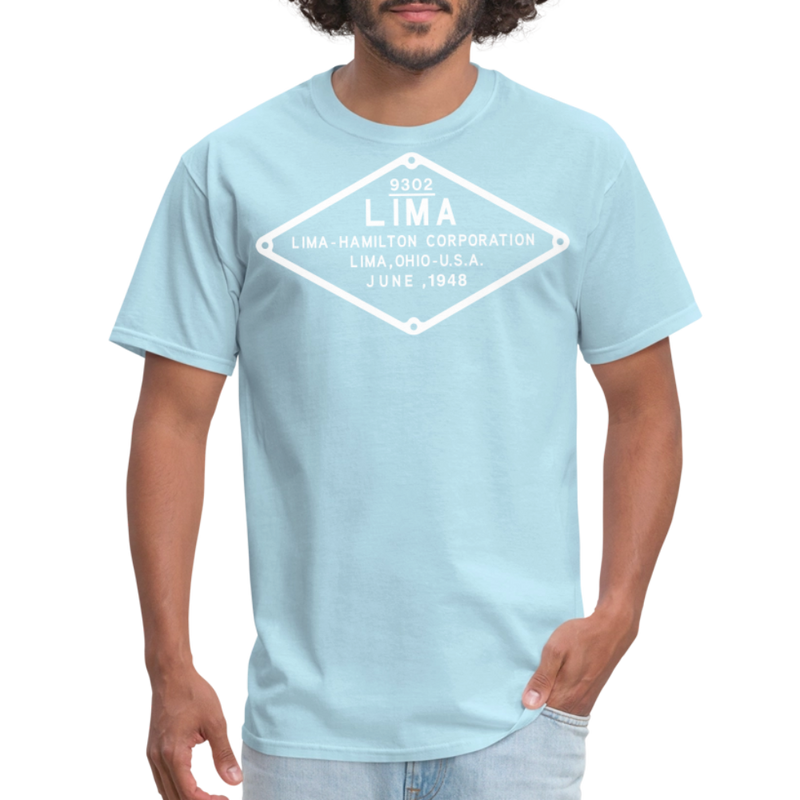 Lima Builder's Plate White Print - Unisex Classic T-Shirt - powder blue