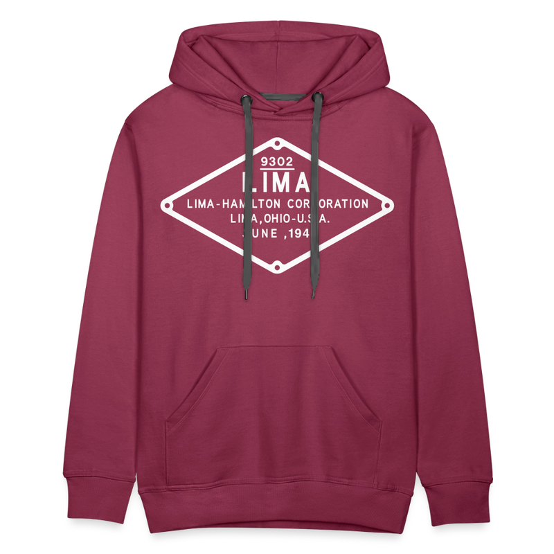 Lima Builder's Plate White Print - Men’s Premium Hoodie - burgundy