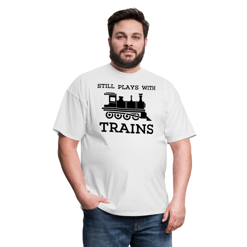 Still Plays With Trains - Men's Light Colored T-Shirt - white