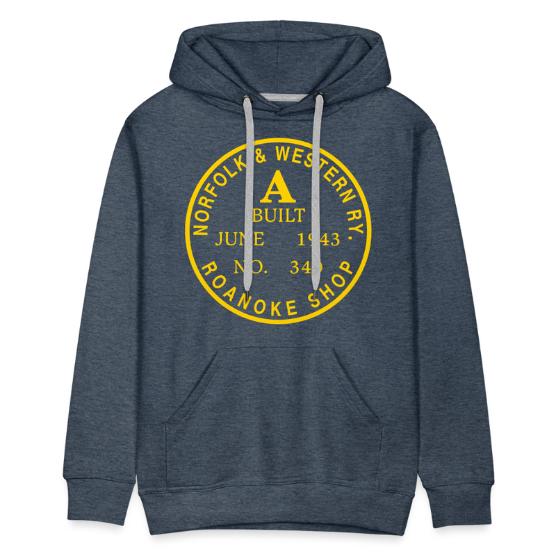 Norfolk & Western Class A Builder's Plate - Men’s Premium Hoodie - heather denim