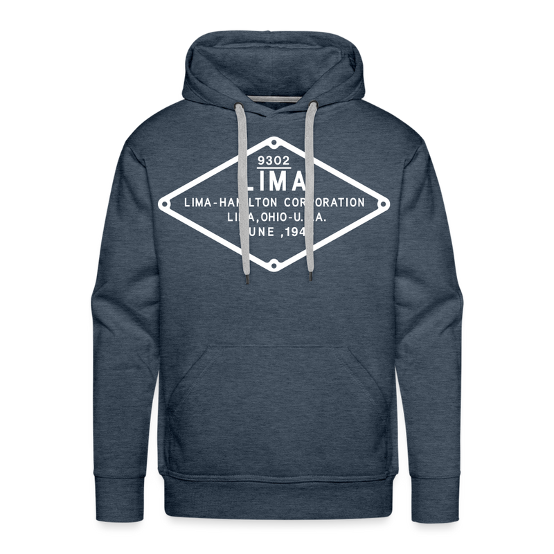 Lima Builder's Plate White Print - Men’s Premium Hoodie - heather denim