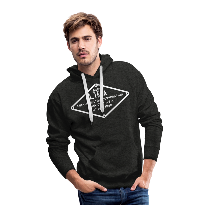 Lima Builder's Plate White Print - Men’s Premium Hoodie - charcoal grey