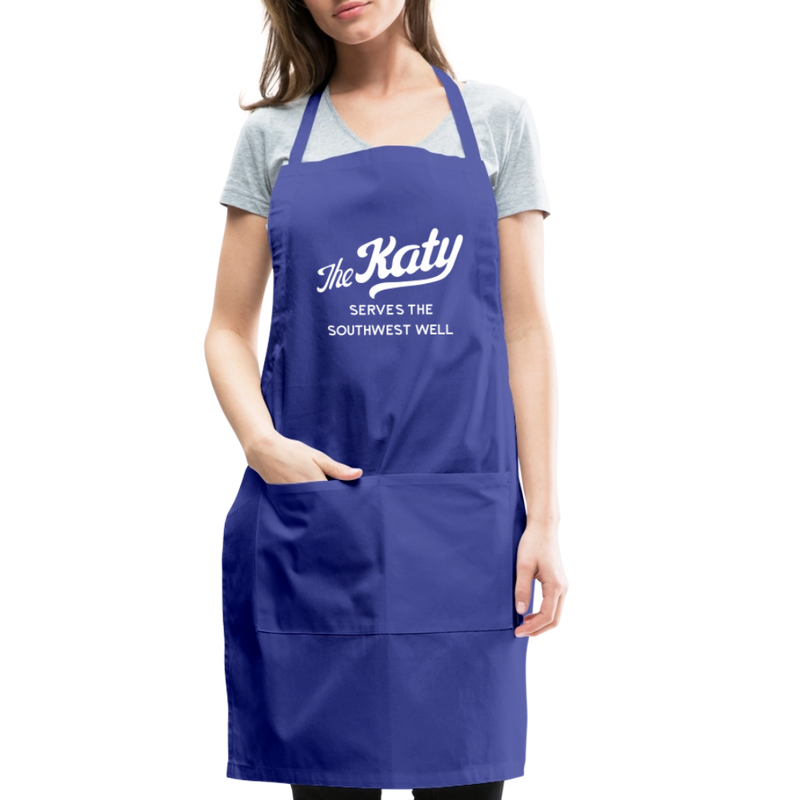 The Katy Serves the Southwest Well - Adjustable Apron - royal blue