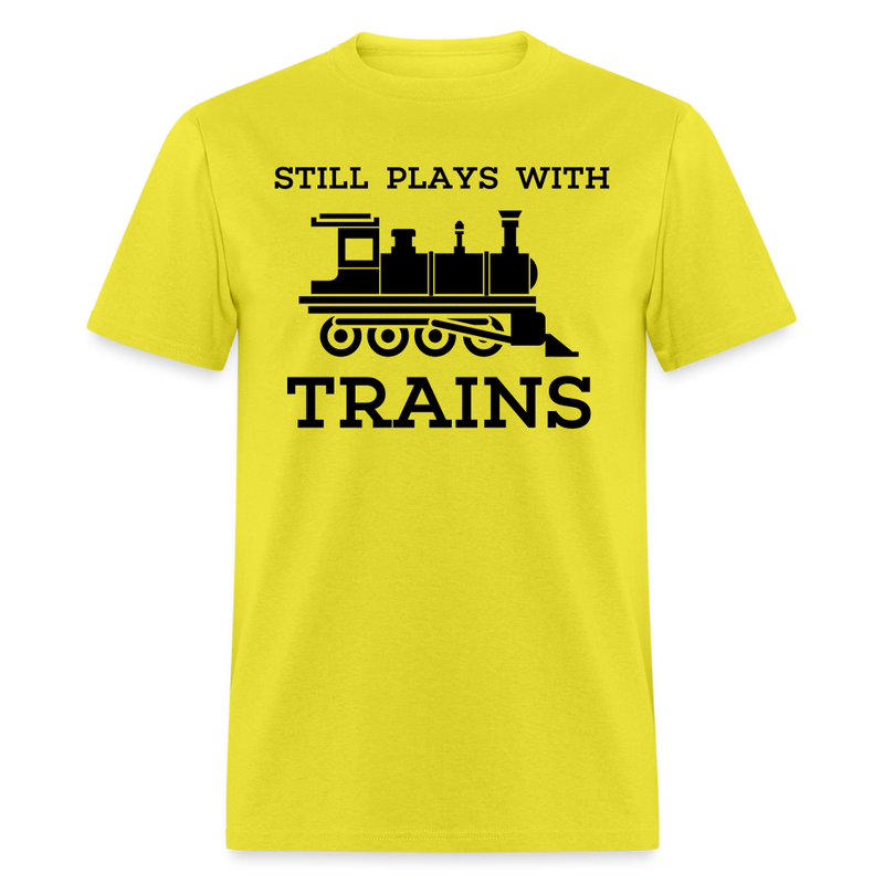 Still Plays With Trains - Men's Light Colored T-Shirt - yellow