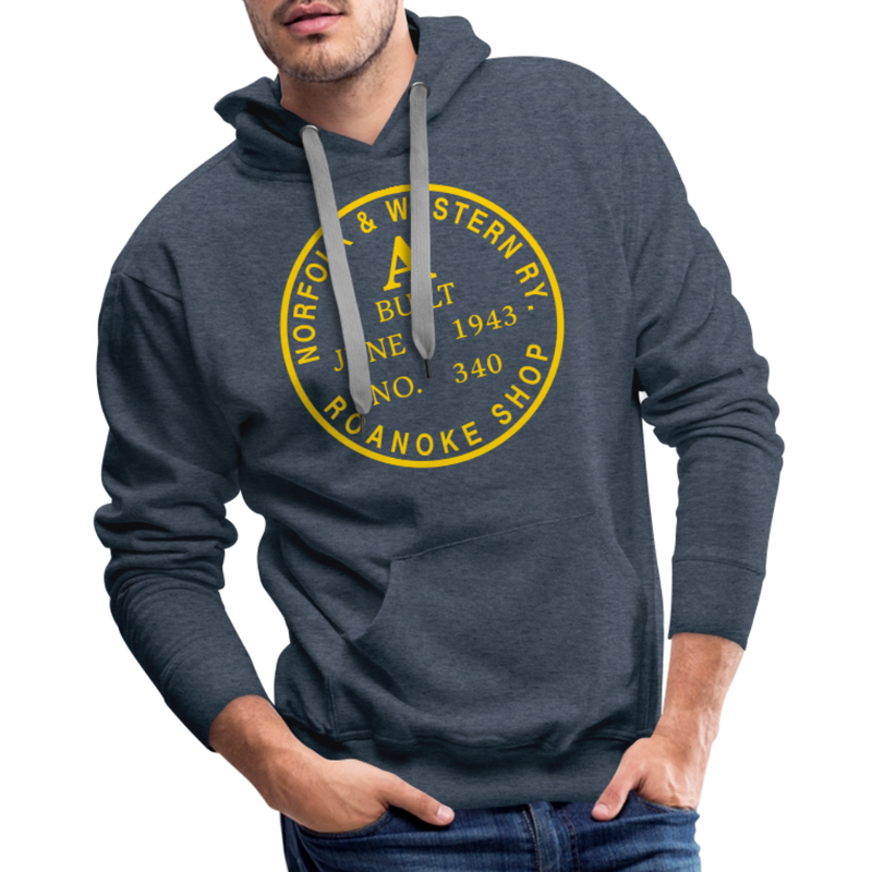 Norfolk & Western Class A Builder's Plate - Men’s Premium Hoodie - heather denim