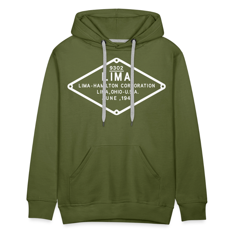 Lima Builder's Plate White Print - Men’s Premium Hoodie - olive green