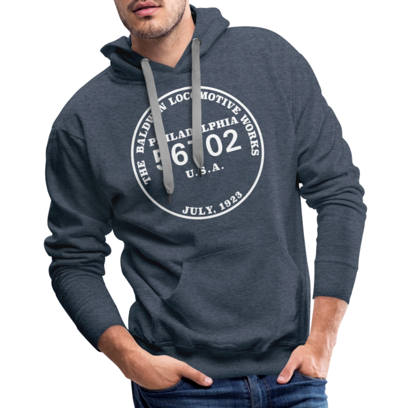 Baldwin Locomotive Works Builder's Plate - Men’s Premium Hoodie - heather denim