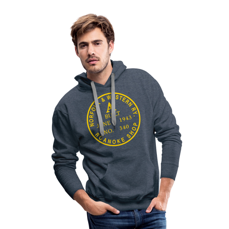 Norfolk & Western Class A Builder's Plate - Men’s Premium Hoodie - heather denim