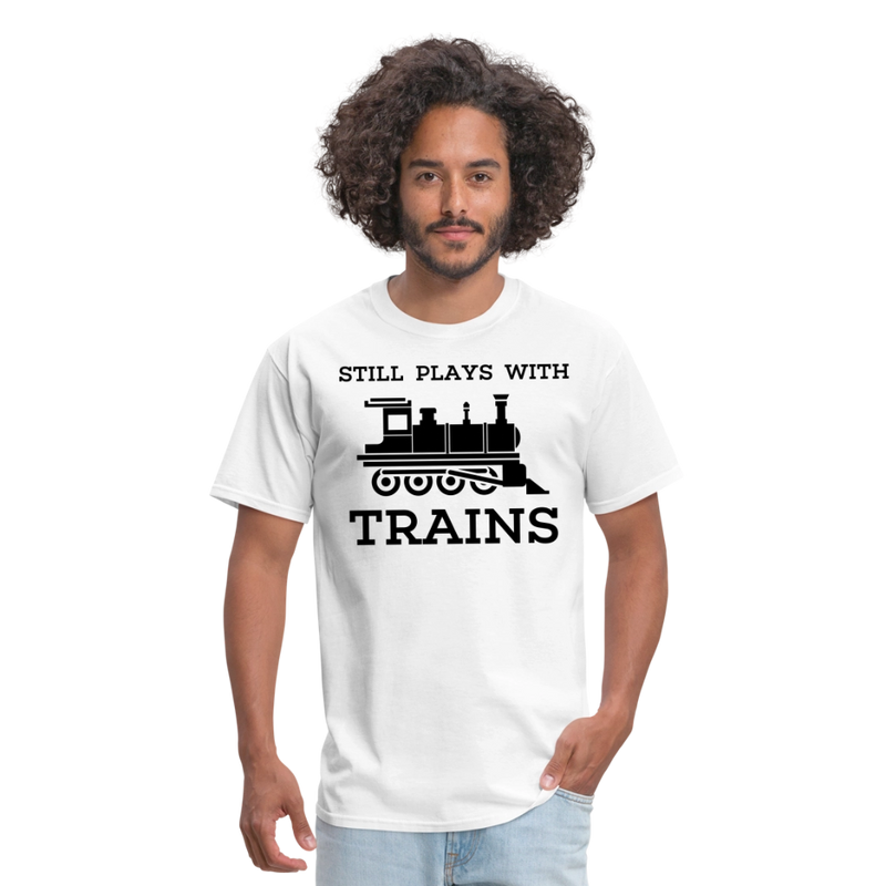 Still Plays With Trains - Men's Light Colored T-Shirt - white