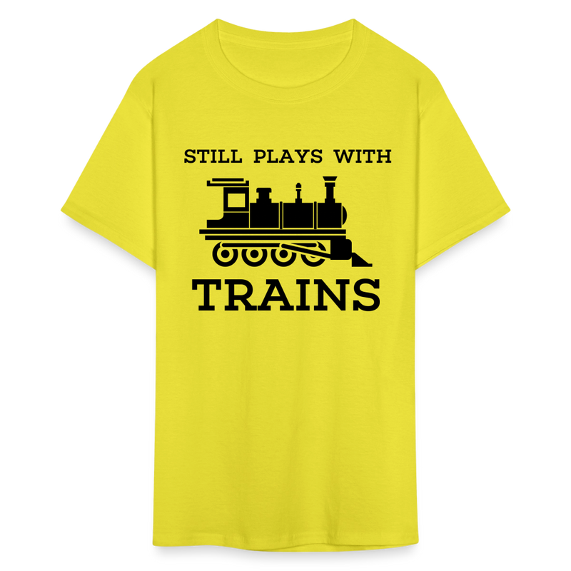 Still Plays With Trains - Men's Light Colored T-Shirt - yellow