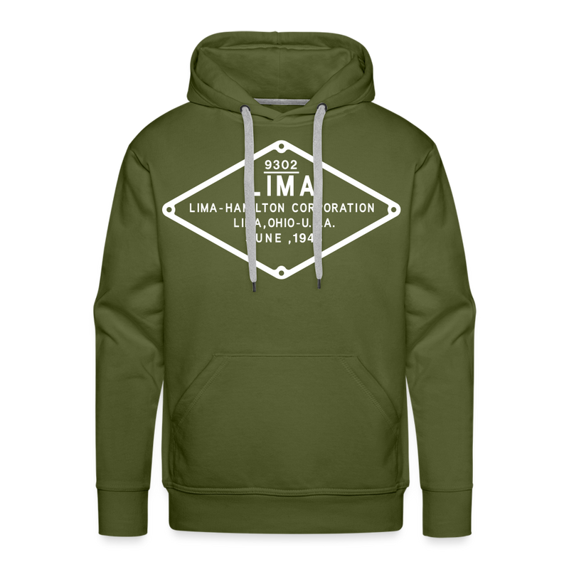 Lima Builder's Plate White Print - Men’s Premium Hoodie - olive green