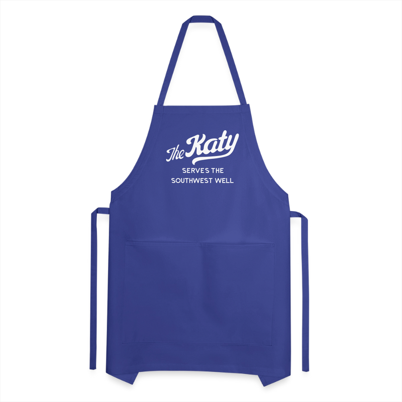 The Katy Serves the Southwest Well - Adjustable Apron - royal blue