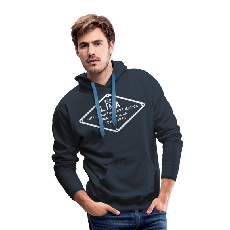 Lima Builder's Plate White Print - Men’s Premium Hoodie - navy