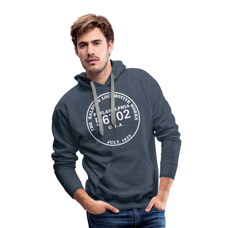 Baldwin Locomotive Works Builder's Plate - Men’s Premium Hoodie - heather denim