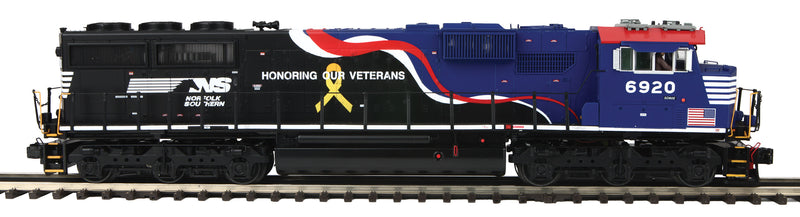 PREORDER MTH Premier O 20-21957-1 SD60E Diesel Engine with Hi-Rail Wheels, Norfolk Southern (Honoring Veterans)